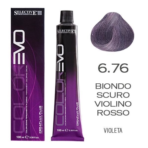 COLOR EVO EVO 6.76 RUBIO OSCURO VIOLETA ROJO 100gr tubo 100g